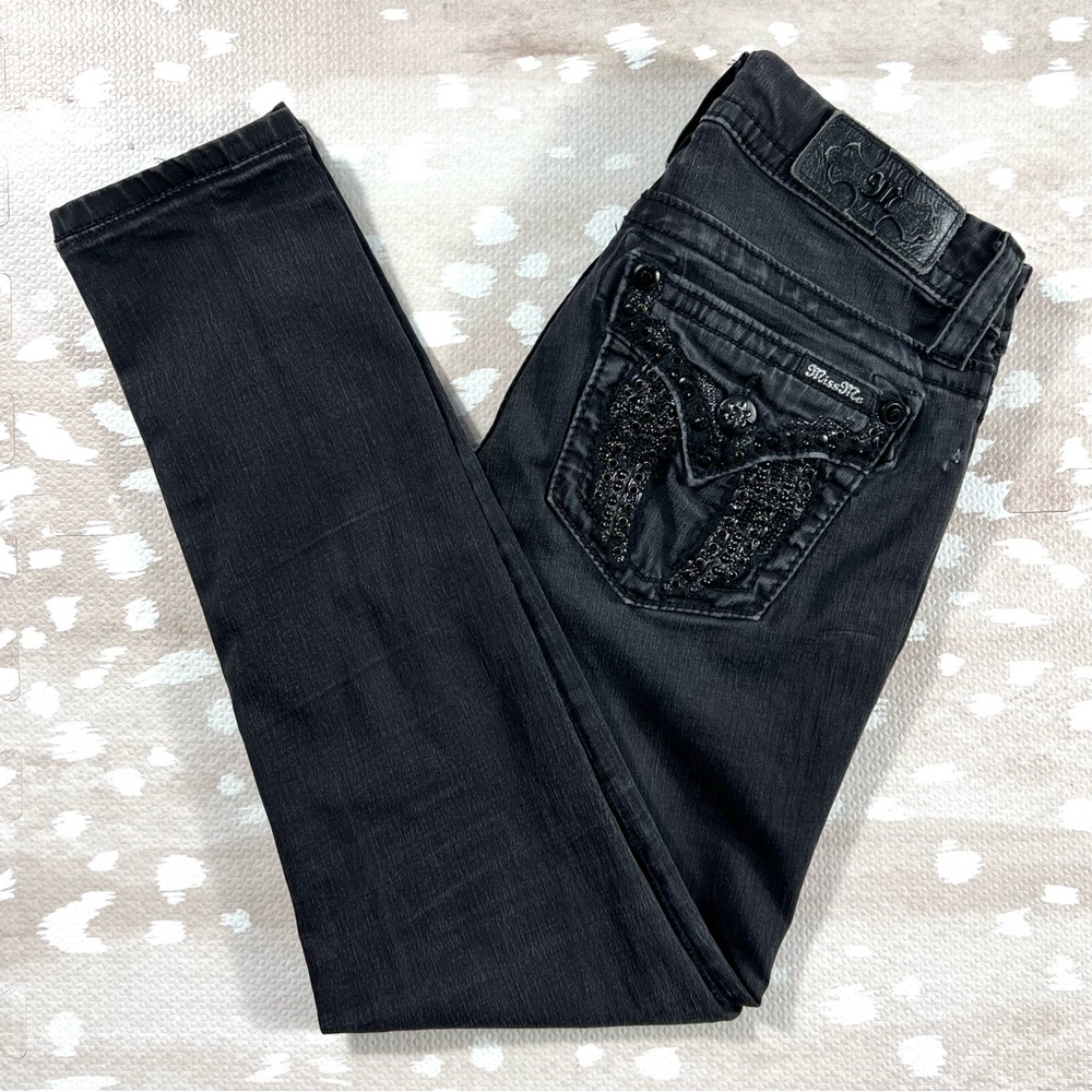 Miss Me Black Embellished Back Pocket Skinny Jeans